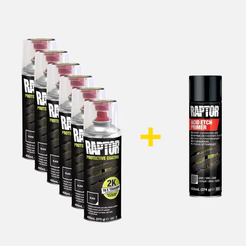 6 x RAPTOR 2K Spraydose + gratis Ätzgrundierung Rabatt