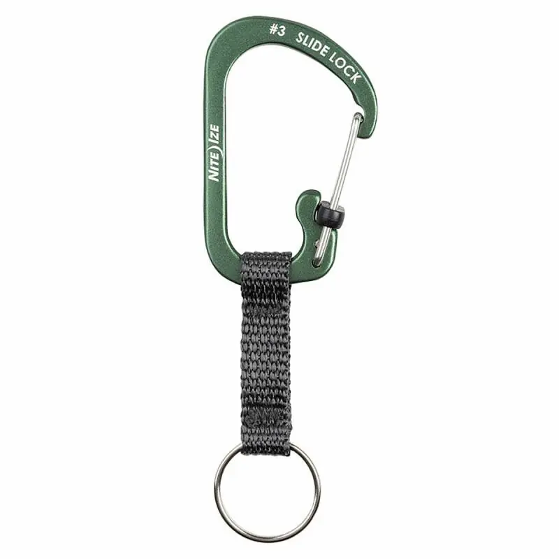 Markenprodukt Nite Ize Slidelock Keyring #3 Aluminiumkarabiner, olive, CSLAW3-08-R6