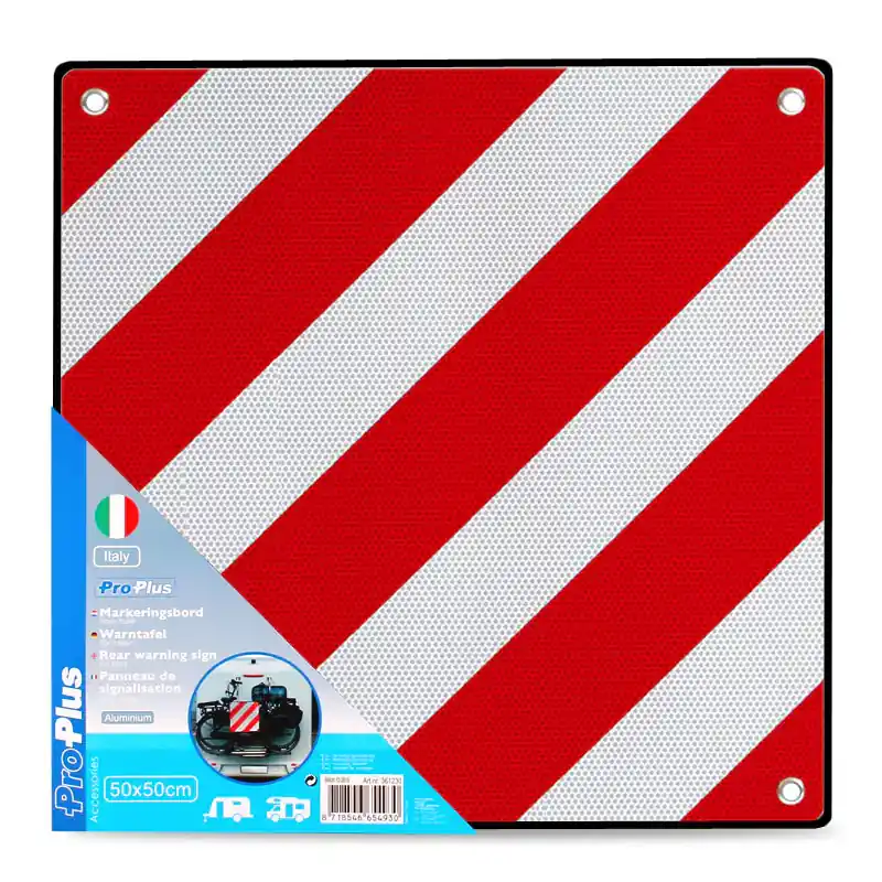 Warntafel Italien, Aluminium mit Ösen, 50x50cm reflektierend, rot/weiß Neuheit
