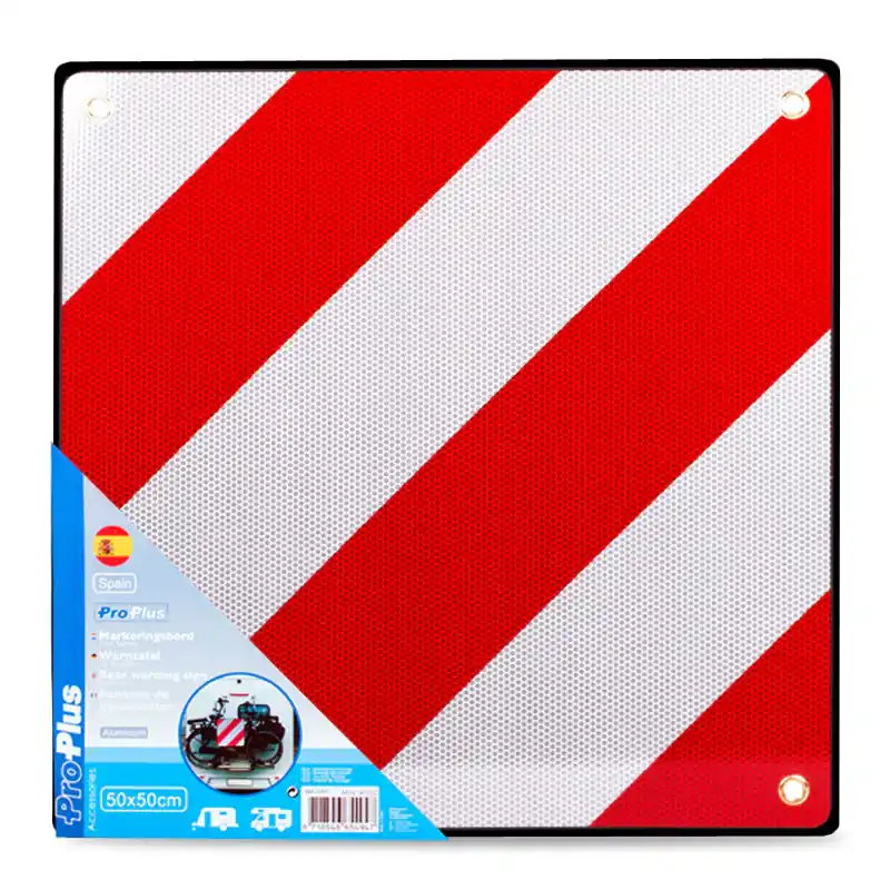 Neuheit Warntafel Spanien, Aluminium mit Ösen, 50x50cm reflektierend, rot/weiß