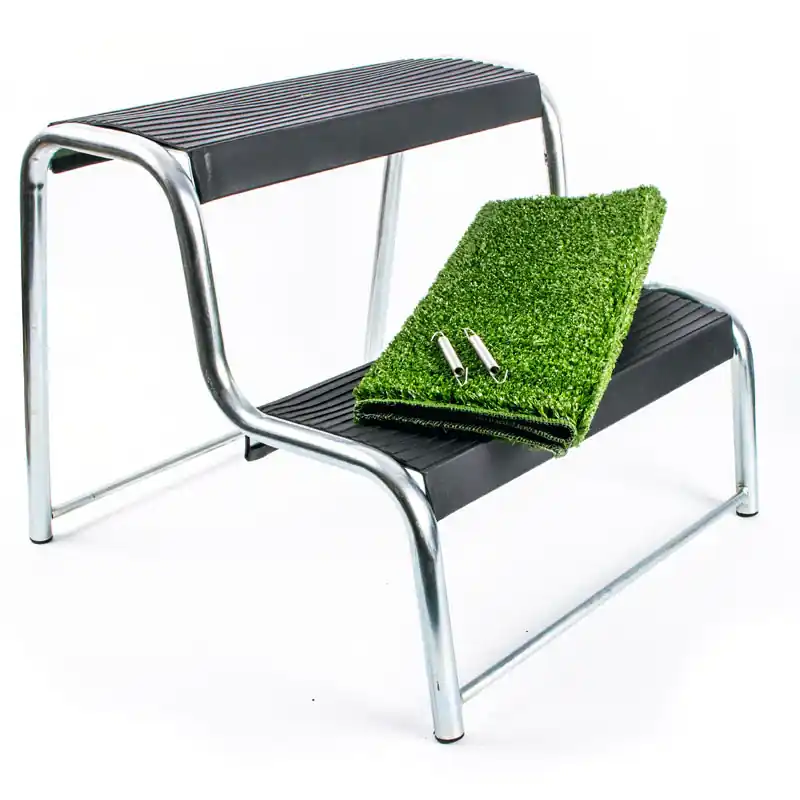 Sonderaktion Doppeltrittstufe mit Fußmatte, 48x44x37 cm, 150kg belastbar, gummiert