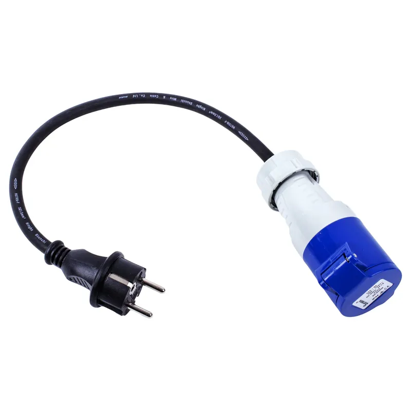 CEE Neopren Adapter CEE auf Schuko 200-250V, 16A, 3polig, 40 cm, VDE Schnäppchen