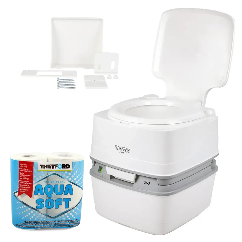 Campingtoilette Porta Potti Qube 365 inkl Befestigung, Toilettenpapier & Chemie Schnäppchen