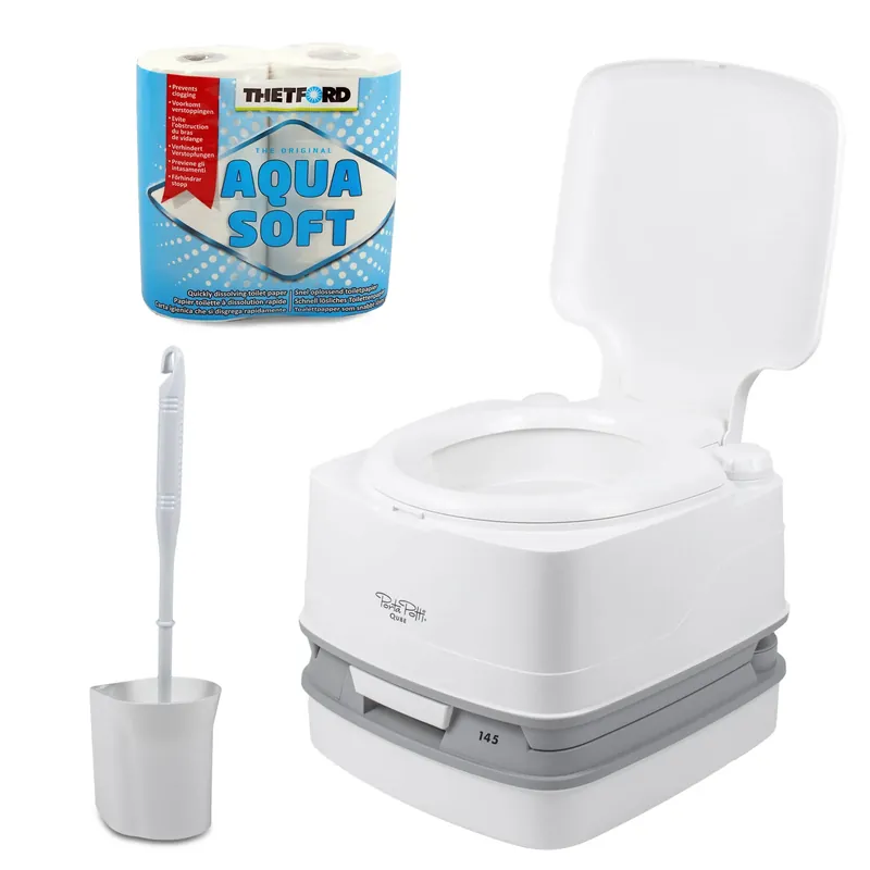 Sonderaktion Porta Potti Qube 145 + Chemie + Fiamma Toilettenbürste + Aquasoft