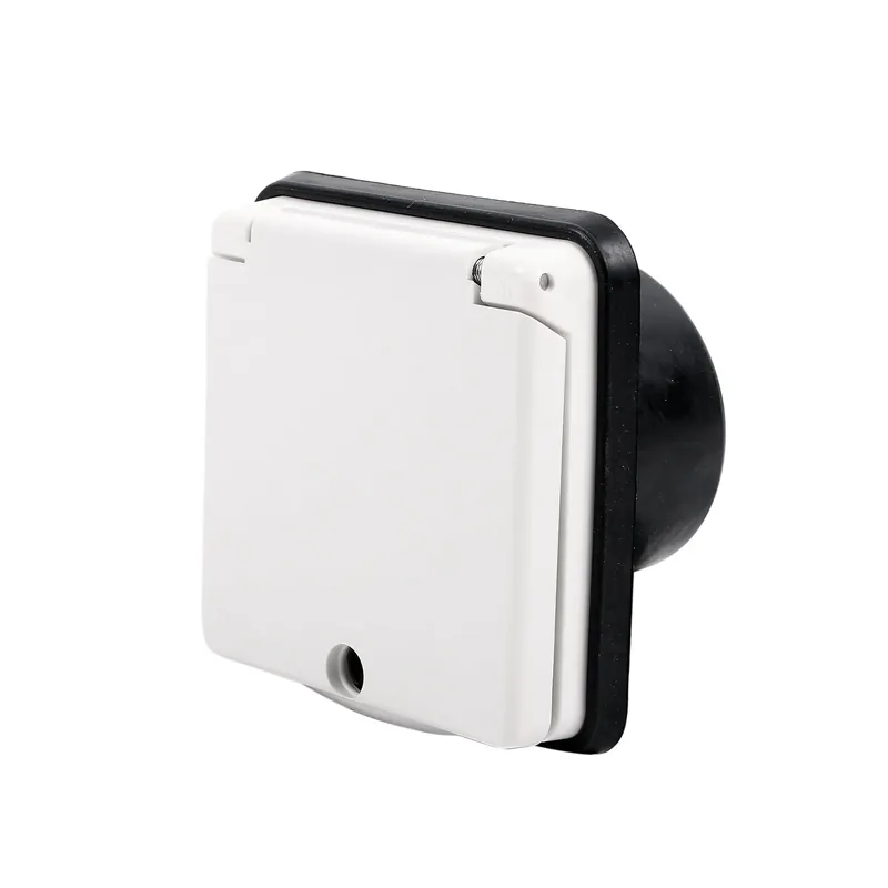 Vorzeltsteckdose 220V weiß 9 x 9 mit Deckel Gummiabdichtung IP44 Aktuell