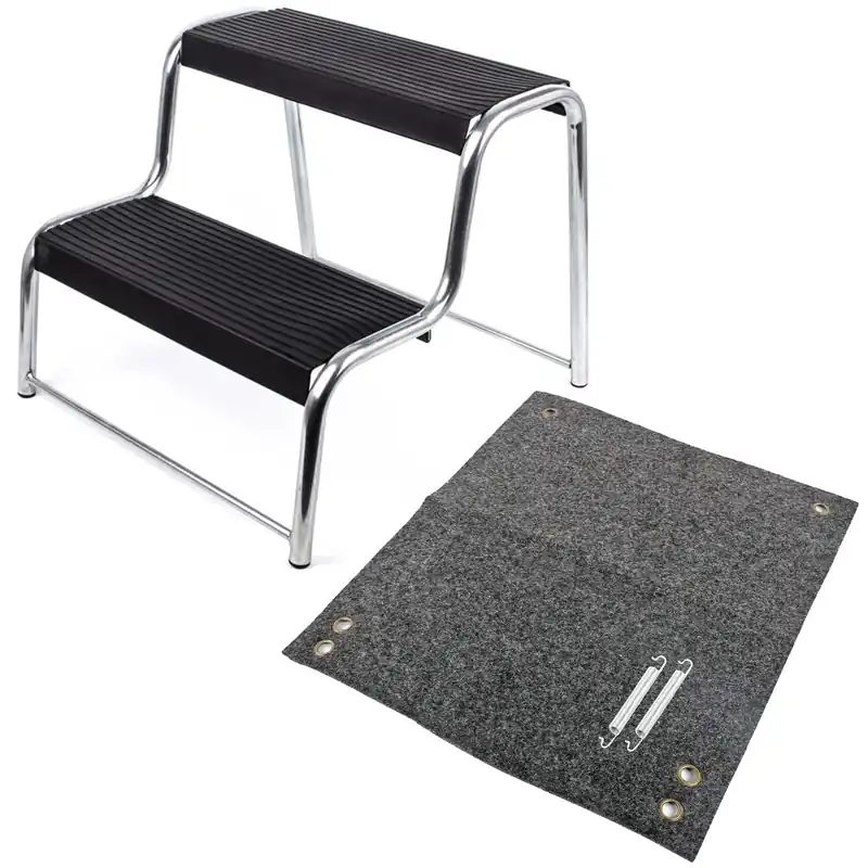 Doppeltrittstufe XL inkl. Fußmatte Trittstufe Stahl bis 150kg Wohnwagen Camping Versand Am Gleichen Tag