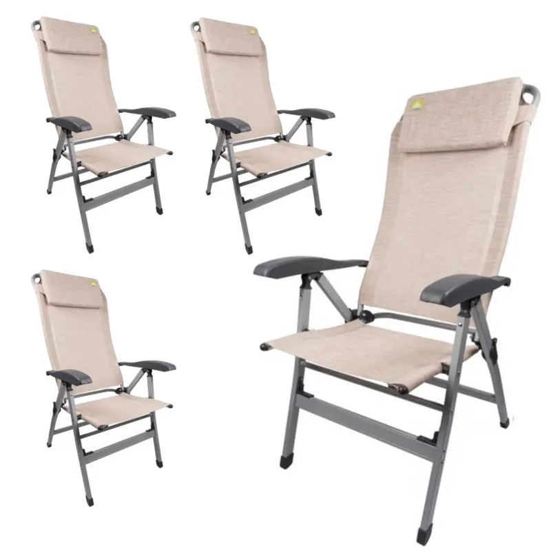 Finale Aktion 4x Via Mondo Campingstuhl Comfort II, Alu Klappstuhl mit 7 Pos. inkl. Kopfstütze