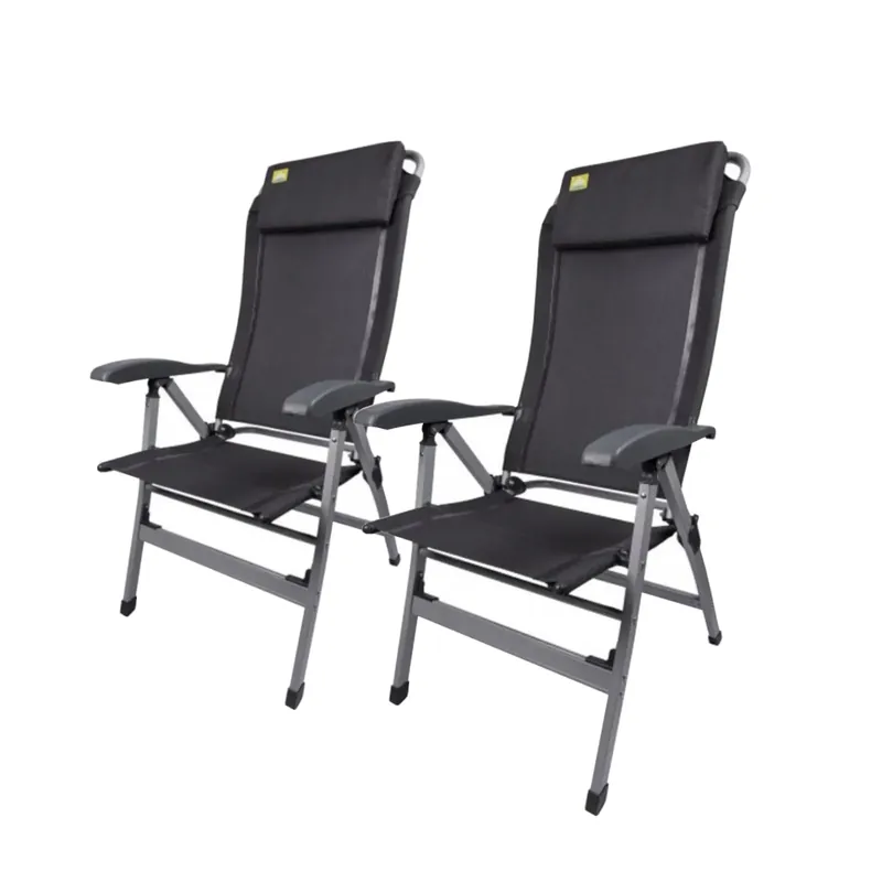 2x Via Mondo Campingstuhl Comfort II, Alu Klappstuhl mit 7 Pos. inkl. Kopfstütze Neuheit