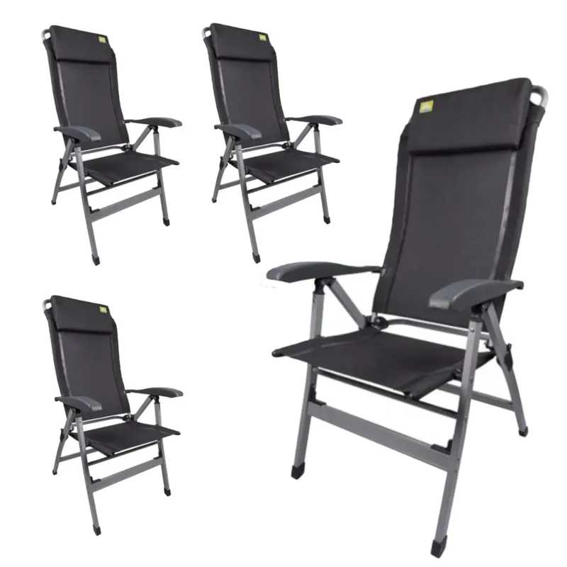 Super-Preis 4x Via Mondo Campingstuhl Comfort II, Alu Klappstuhl mit 7 Pos. inkl. Kopfstütze
