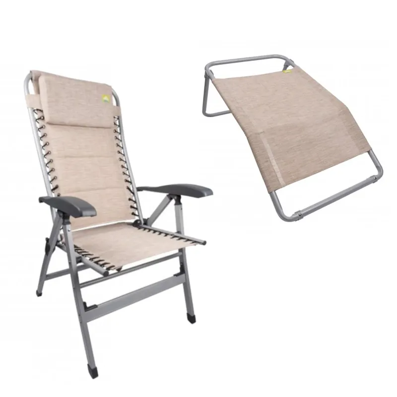 Via Mondo Campingstuhl Cozy Relax II Beige, 7 Pos. Klappstuhl, inkl. Fußstütze Schnäppchen