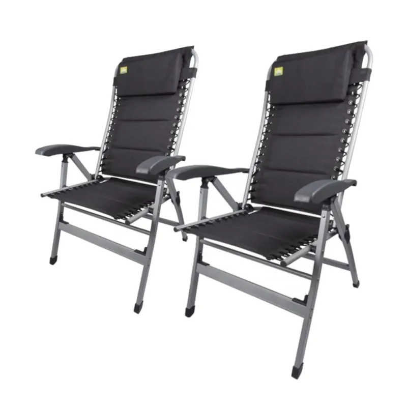 2x Via Mondo Campingstuhl Cozy Relax II, Klappstuhl 7 Pos. breite Armlehnen, Alu Aktuell