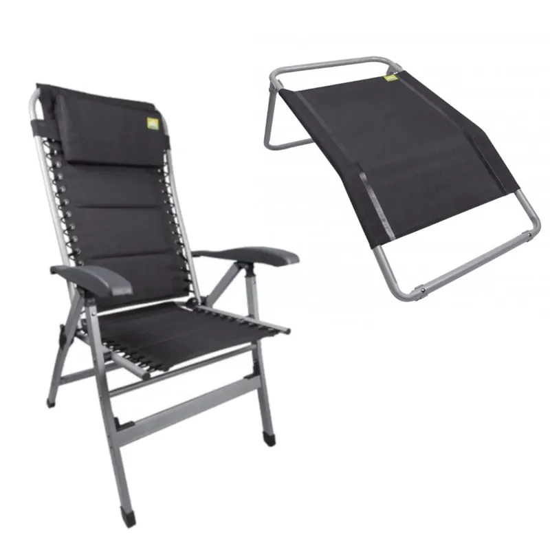 Via Mondo Campingstuhl Cozy Relax II Anthrazit 7 Pos. Klappstuhl inkl. Fußstütze Knallerangebot