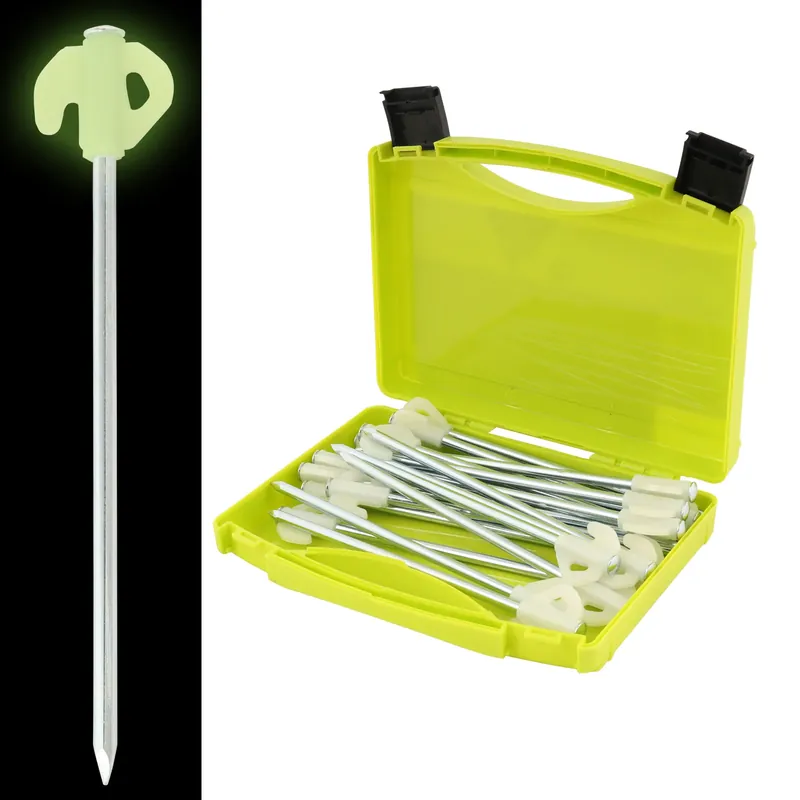 Neue Kollektion Leucht Heringe "Lunar" 20er Set in Transportbox 20 cm 6,5 mm fluoreszierend