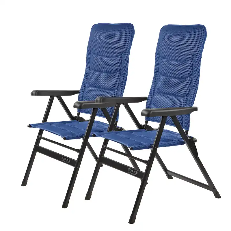 2x Via Mondo Campingstuhl "Grande Azul" 7 fach verstellbar breite Armlehnen kompaktes Packmaß Kracherpreis