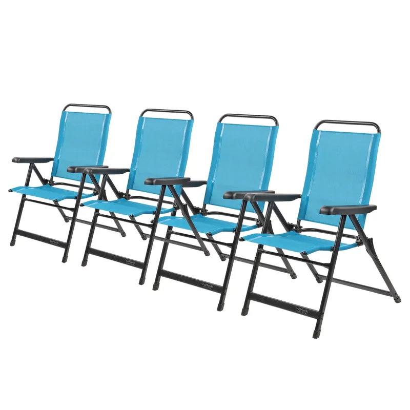4x Via Mondo Campingstuhl "Basso Azurro" 7 fach verstellbar breite Armlehen kompaktes Packmaß Schnäppchen