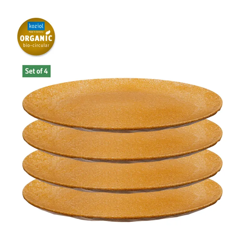 Preis Gesenkt 4x Koziol flache Teller 26cm Outdoor Campinggeschirr 100% organic, Holz Braun