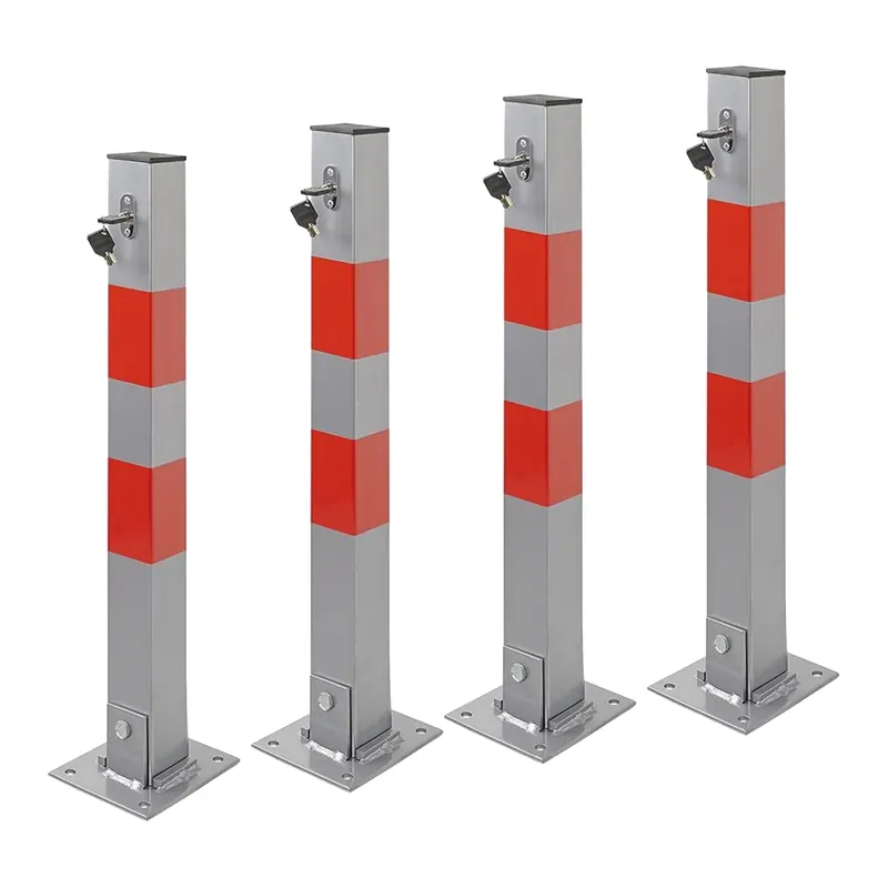 Angebot 4er Set Parkpfosten mit Schloß Parkplatzsperre aus Stahl 655 x 60 x 60 mm