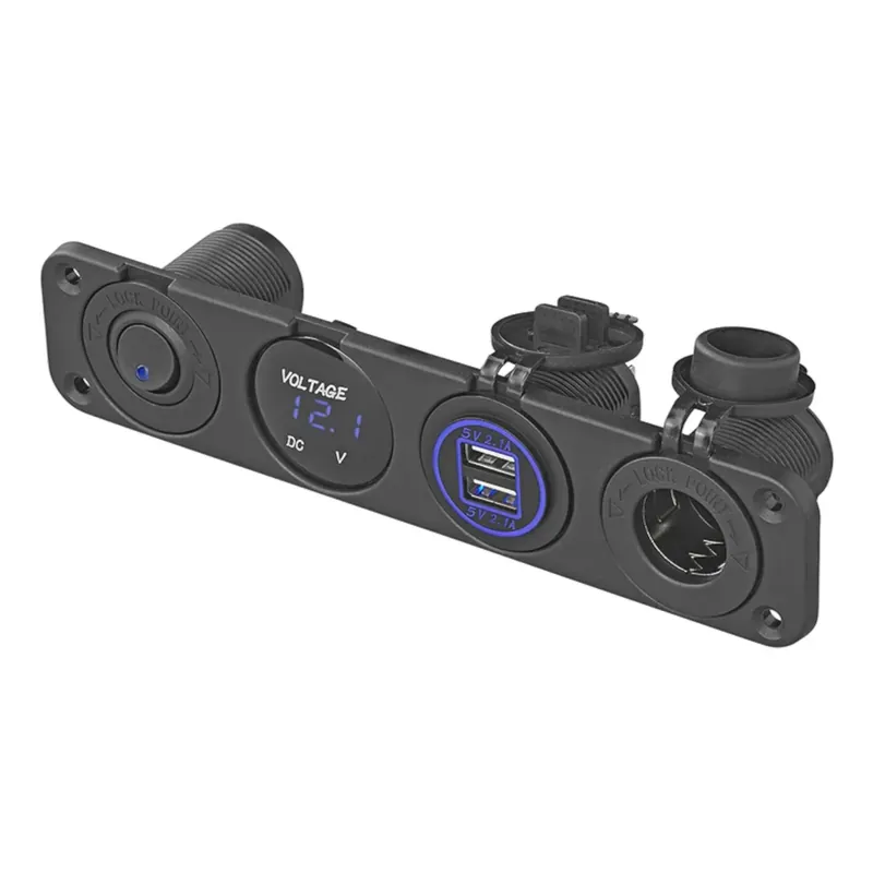 KFZ Einbau Schnell Ladegerät - DIN Buchse + Voltmeter + 2x USB - Auto Steckdose Meistverkauft