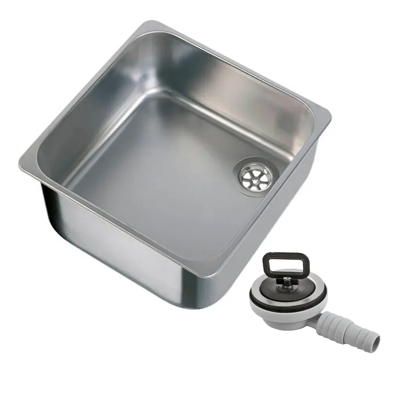 Edelstahl Spüle quadratisch Camping Einbauspüle Spülbecken inkl. Ablaufgarnitur Mega-Angebot