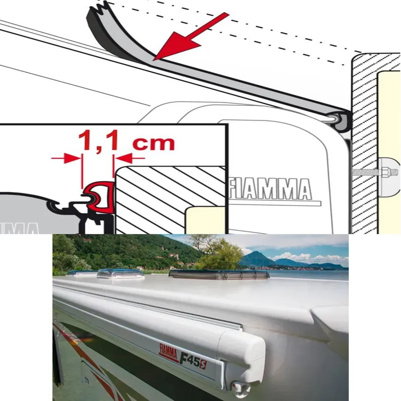 Top-Preis 4 Meter Fiamma Dichtband Rain Guard S für Markisen WEIß Regenrinne Dichtband