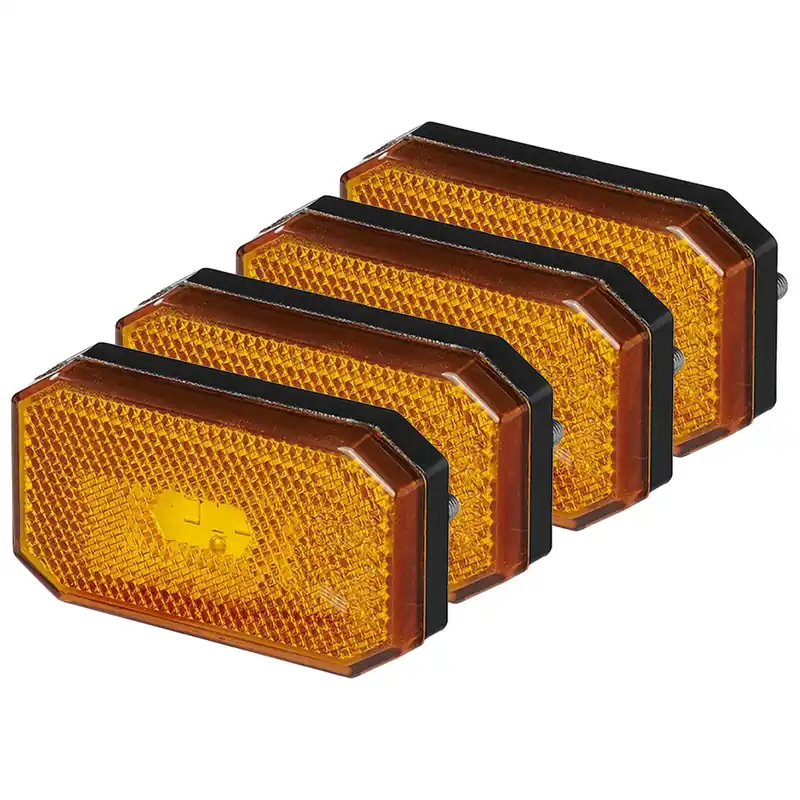 Letzte Chance 4er Set LED Seitenmarkierungsleuchte 12/24V – Orange, 80x44 mm, wasserdicht