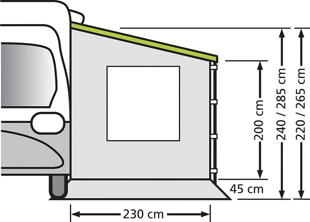 Universal Seitenwand für Wohnwagen und Reisemobile mit Auszug 250 cm mit Fenster Heißes Angebot