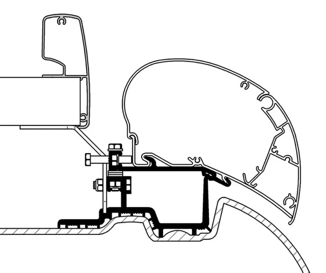 Adapterkit 3-tlg. THULE zu Dachmarkise Omnistor Serie 6/9 passend für Sprinter 2006- aktuell, VW Crafter 2006-2 Aktuell