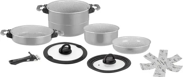 Billig Topfset BRUNNER Fusion 7+1 Durchm. 22 cm Farbe grau