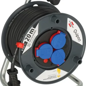 Bestpreis Kabeltrommel Quipon SPIN 20 m schwarz 3 x 2,5 RN-F Kabel 3 SchuKo-Steckdosen