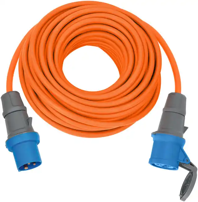 Verl.-Kabel 25m CEE Stecker/ CEE Kupplung H07RN-F 3G2,5, orange, 230 V/16A Geprüft