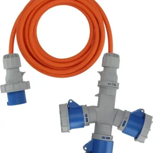 Must-Have Verl.-Kabel CEE 3 Fach Verteiler 16A 5m H7RN- F3G2.5, orange, IP67, 230 V