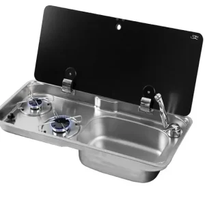 Saisonangebot Koch- / Spülkombination CAN 2-flammig, Spüle rechts, Glas 1-tlg.