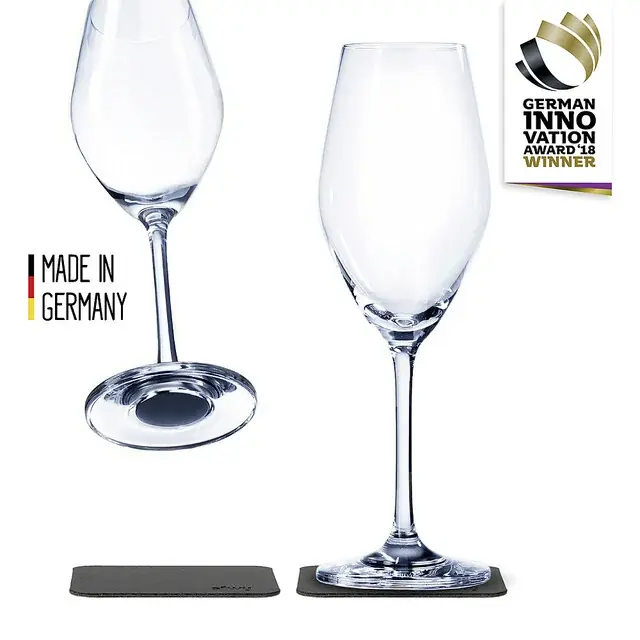 Neue Ware Magnet-Kristallgläser silwy CHAMPAGNER 2er-Set 200 ml 2 Kristallgläser + 2 Pads Fb. transparent
