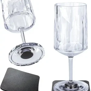 Bestpreis Magnet-Kunststoffgläser silwy WEIN 2er-Set Hightech 200 ml Fb. transparent inkl. 2 Nano-Gel-Pads
