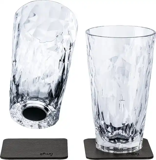 Magnet-Kunststoffgläser silwy LONGDRINK 2er-Set Hightech 300 ml, Fb. transparent inkl. 2 Nano-Gel-Pads Geprüft