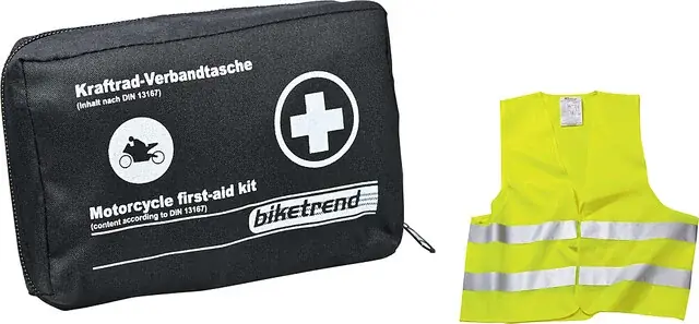 Heißes Angebot Mini Verbandstasche + Warnweste CarComfort inkl. 2 Mund-, Nasenabdeckungen Farbe schwarz