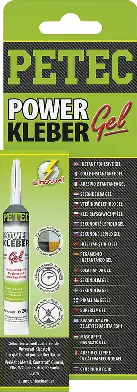Geprüft Sekundenkleber Petec Power Kleber Gel Inhalt 20 g