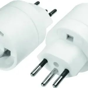 Geprüft Adapter Schutzkontaktstecker CH / 250 V , Ø 45 mm Farbe weiß