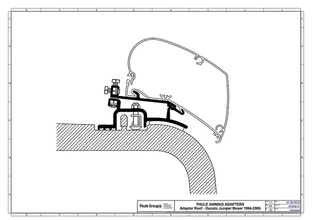 Adapterkit 2-tlg.THULE zu Dachmarkise Omnistor Serie 6/9 passend für Ducato, Jumper, Boxer ab 2006 Neue Ware