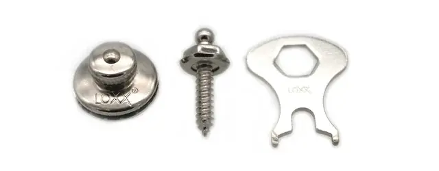 Knöpfe Loxx 2 Oberteile und 2 Schrauben 16 mm mit Schlüssel vernickelt Finale Aktion
