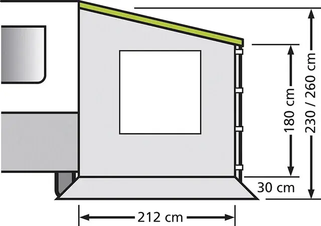 Super-Preis Universal Seitenwand für Caravanstore mit Fenster Auszug 225 cm