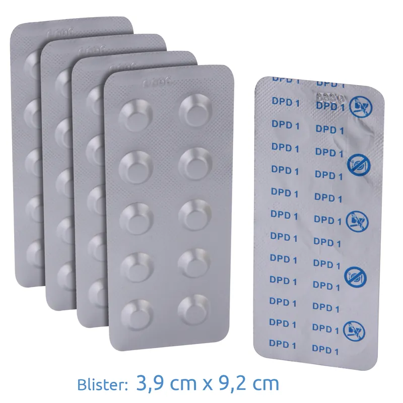 Echt Blueborn 50 x DPD 1 Test-Tabletten Wassertest für freies Chlor in Pool & Schwimmbad Wasser