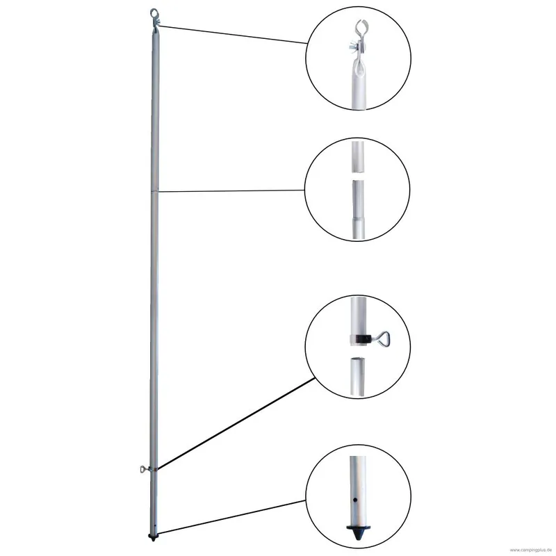 Schnäppchen Alu Orkanstütze mit Bodenspitze 170-260 cm, 25 mm