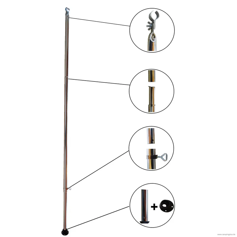Stahl Orkanstütze mit Gelenkfuß 32 mm / 170-260 cm Highlight