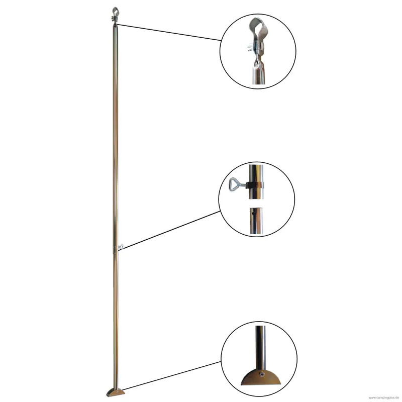 Echt Stahl Orkanstütze mit Bügelfuß 25 mm, 125-205 cm