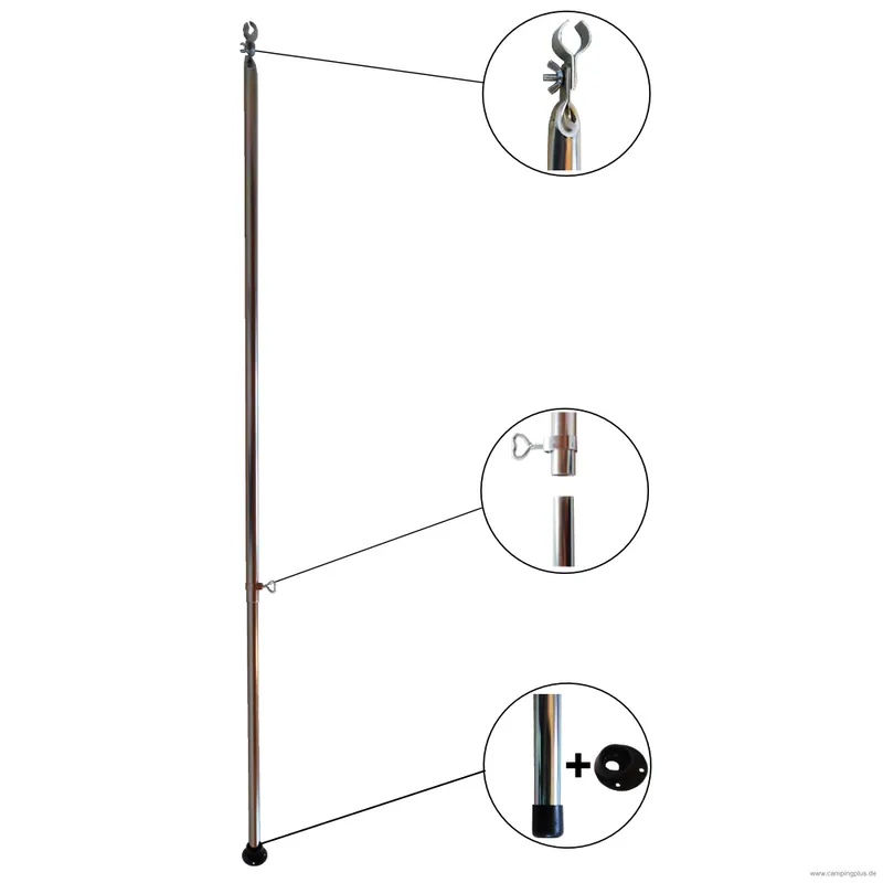Geprüft Stahl Orkanstütze mit Gelenkfuß 22 mm / 125 - 205 cm