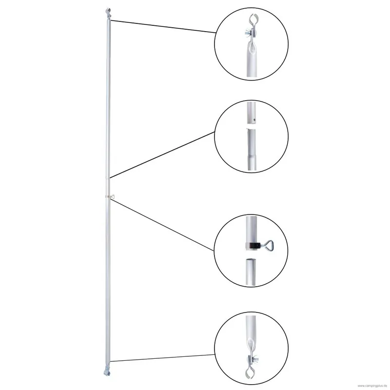 Ausverkauf DWT Veranda-/ Dachauflagestange Alu 25 x 1 mm 2 Schellen u. Gripstop, 170-280 cm