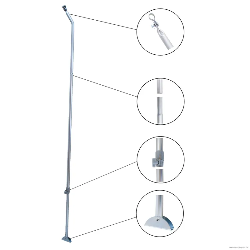 DWT Andruckstange mit Bügelfuß oben gebogen 25x1 mm Alu, 170-260 cm Begrenztes Angebot