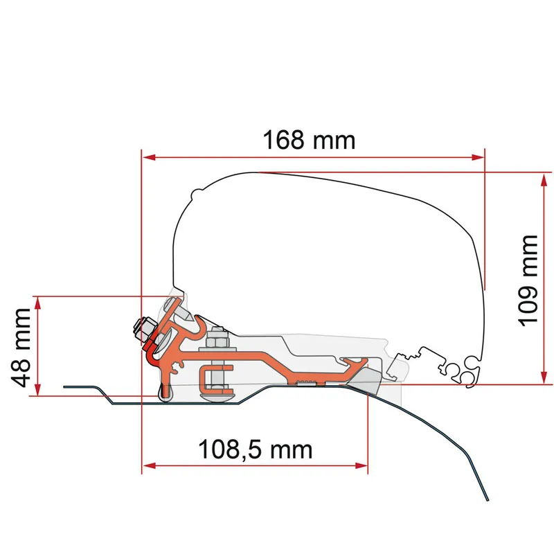 Abverkauf Fiamma Kit schwarz Fiat Ducato H2 Markisenadapter F65/F80