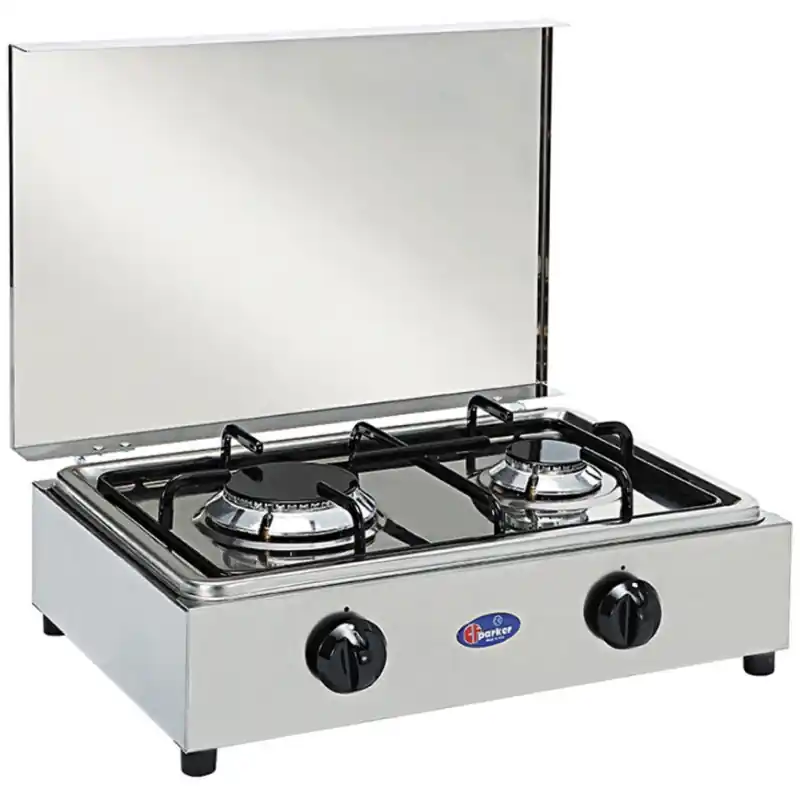 Parker Gaskocher 2-flammig 50 mbar, silber Neue Kollektion